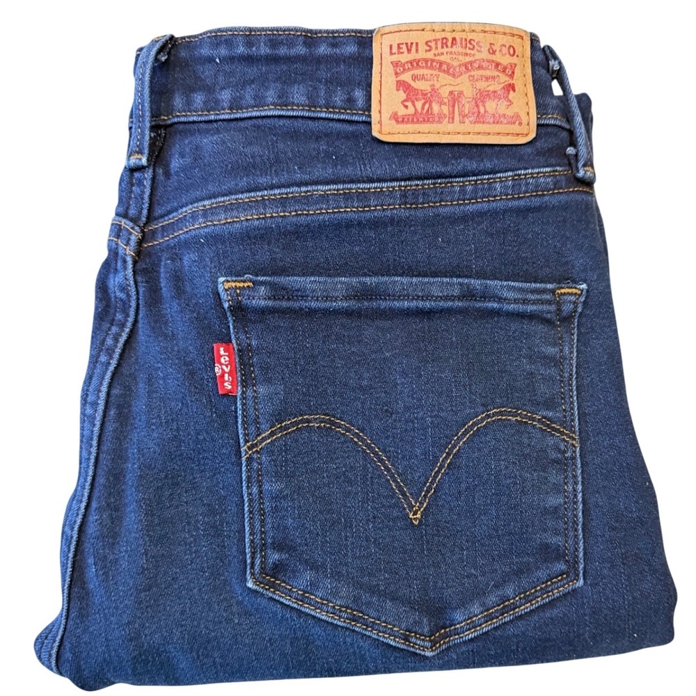 Levis Mid Rise Skinny Jeans Dark Indigo Blue Denim Womens 8S W29 L30 711 Style